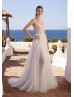 Scoop Neck Ivory Beaded Lace Glitter Tulle Dazzling Wedding Dress